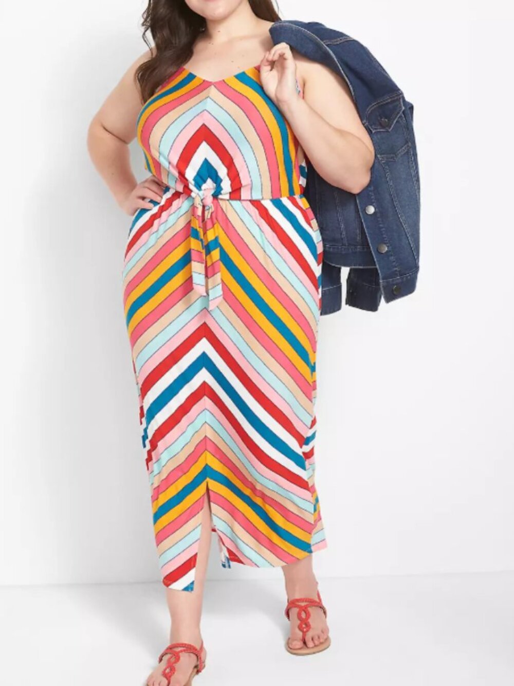 Lane Bryant Sheath Midi Dress With Knot - Chevron Stripe Sz 22/24